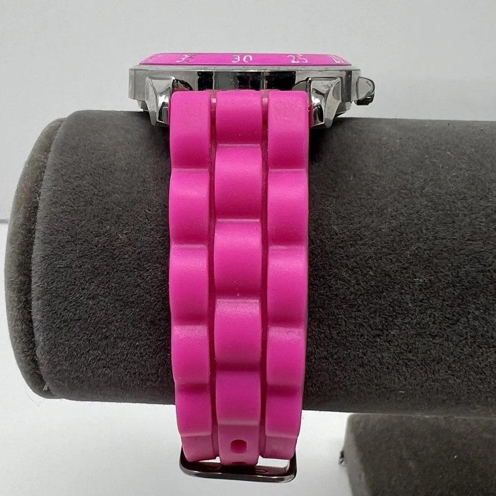Minnie Mouse Accutime Girls Analog Watch Pink Silicone Band Time Learning Disney